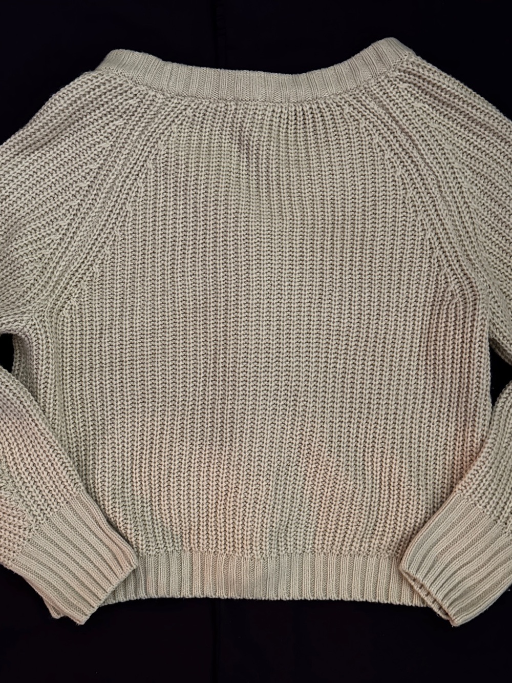 Neutral Cream V-Neck Ribbed Button Cardigan - Picture 2 of 5